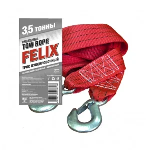 Трос буксировочный 3,5 т/4,5 м (лента с 2 крюками) Felix