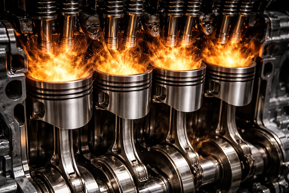 Поршни двигателя крупный план