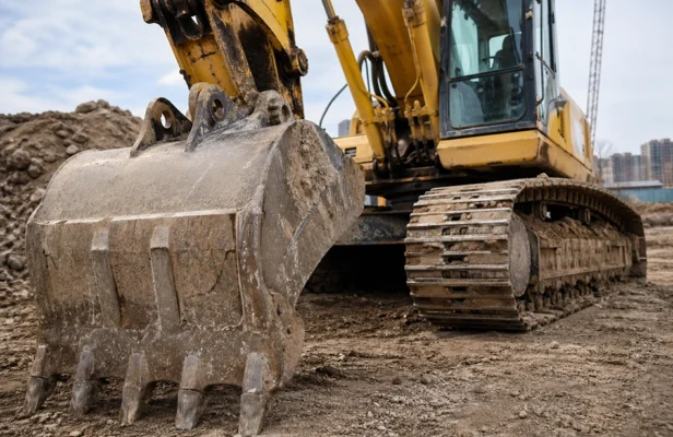 Запчасти спецтехники на строительной площадке