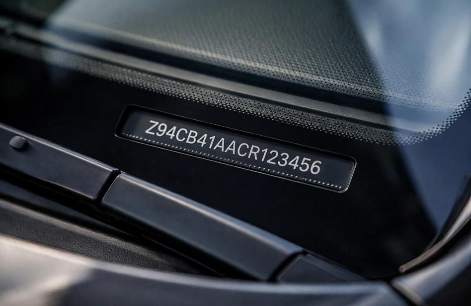 VIN код автомобиля под лобовым стеклом