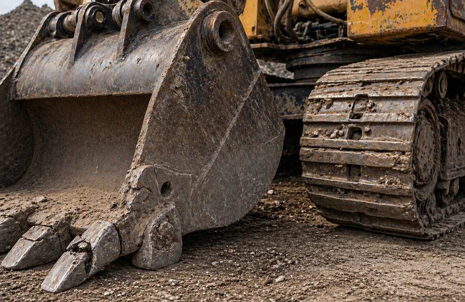 Изношенные детали экскаватора